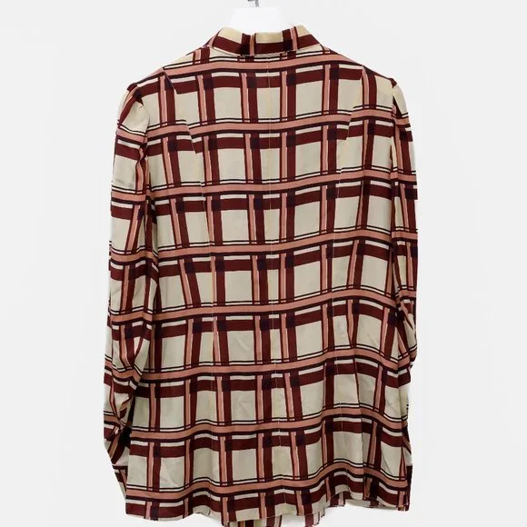Marni Cream Plaid Silk Blouse - Picture 3 of 13
